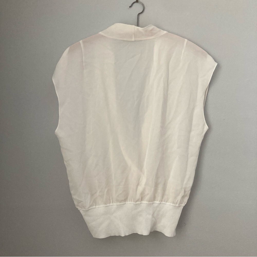 Theory brand silk deep v crossover blouse top pullover ivory L - Picture 7 of 12